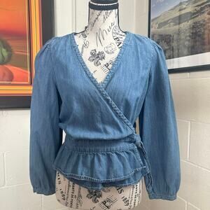 Madewell Chambray Wrap Blouse